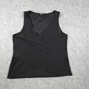Beyond Yoga Top Womens Small Charcoal Grey Surplice Faux Wrap Sleeveless V Neck